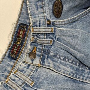 Levi's light blue jeans with gold stitching